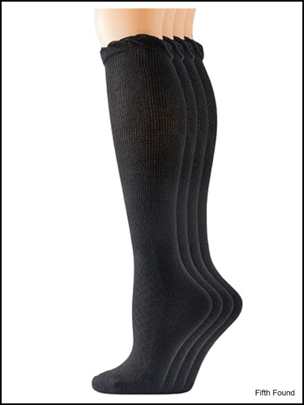 Diabetic Knee-Hi Seamless Socks 4 Pairs Rayon Bamboo Blend Lace Non-Binding
